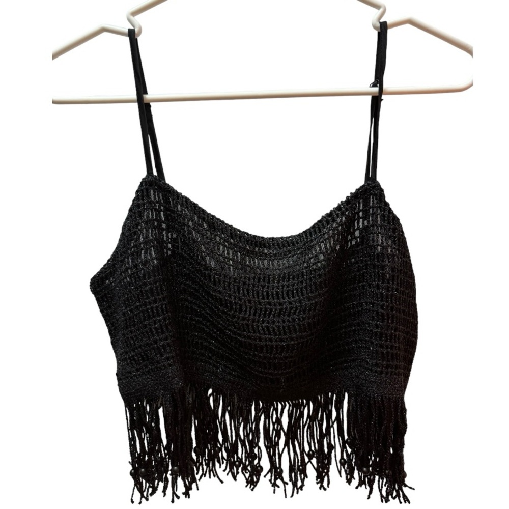 Fashion Nova Crop Bra with Fringe and Beads - NWT